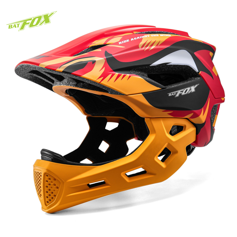Sports Equipment Stores - BATFOX dziecięcy kask rowerowy pełnotwarzowy odpinany