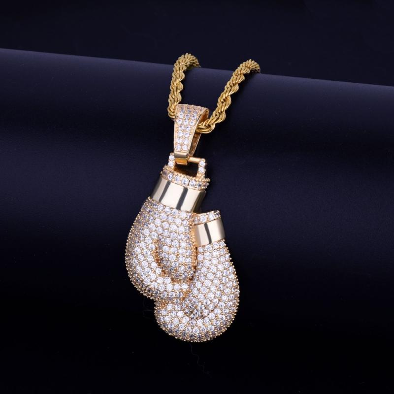 Boxing Glove Set - Hip Hop Bling Iced Cubic Zircon